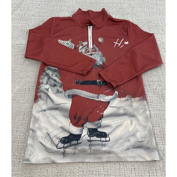 Christmas Printing Santa 1/4 Zipper Shirt Size Small - Picture 2 of 11